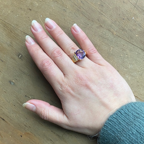 Amethyst and Sterling Silver Size 6.5 Ring February Birthstone Birthday Gift - Picture 2 of 8
